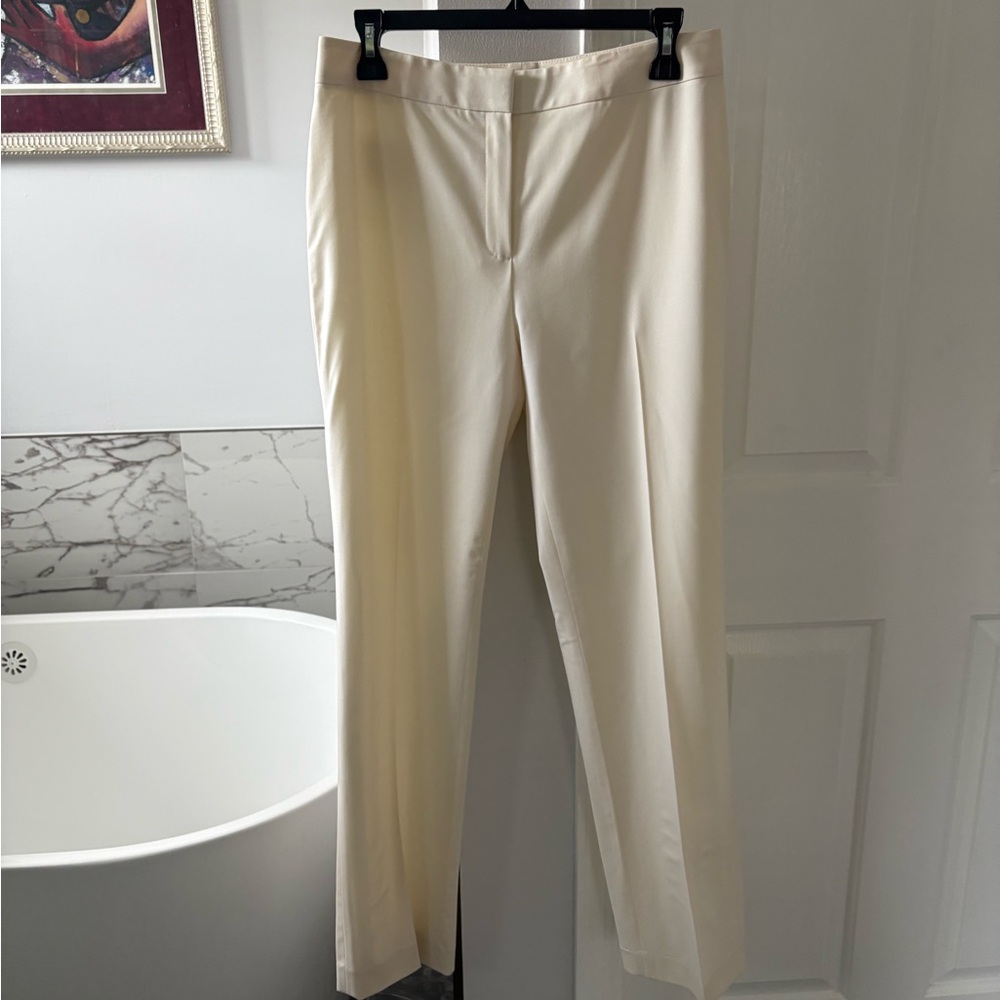Lafayette 148 New York Cream Dress Pants Tailored Wool Blend